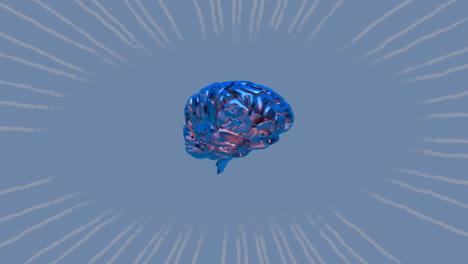animation of spinning brain over blue background