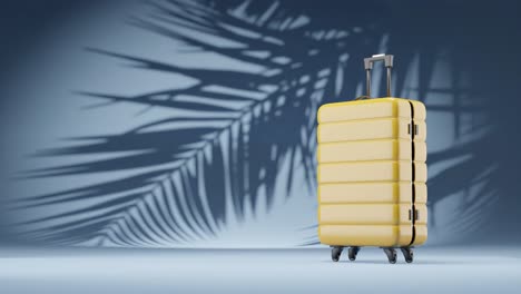 3d-rendering-animation-luggage-suitcase-with-palm-tree-leaf-in-blue-background-shade-travel-concept-holiday-season