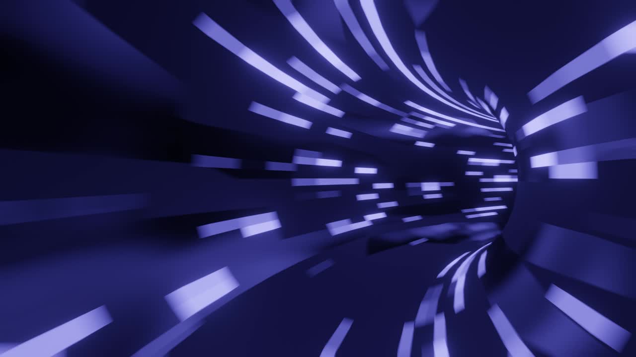 Fast movement inside round tunnel with violet lights. Minimal seamless looped motion graphic animated background