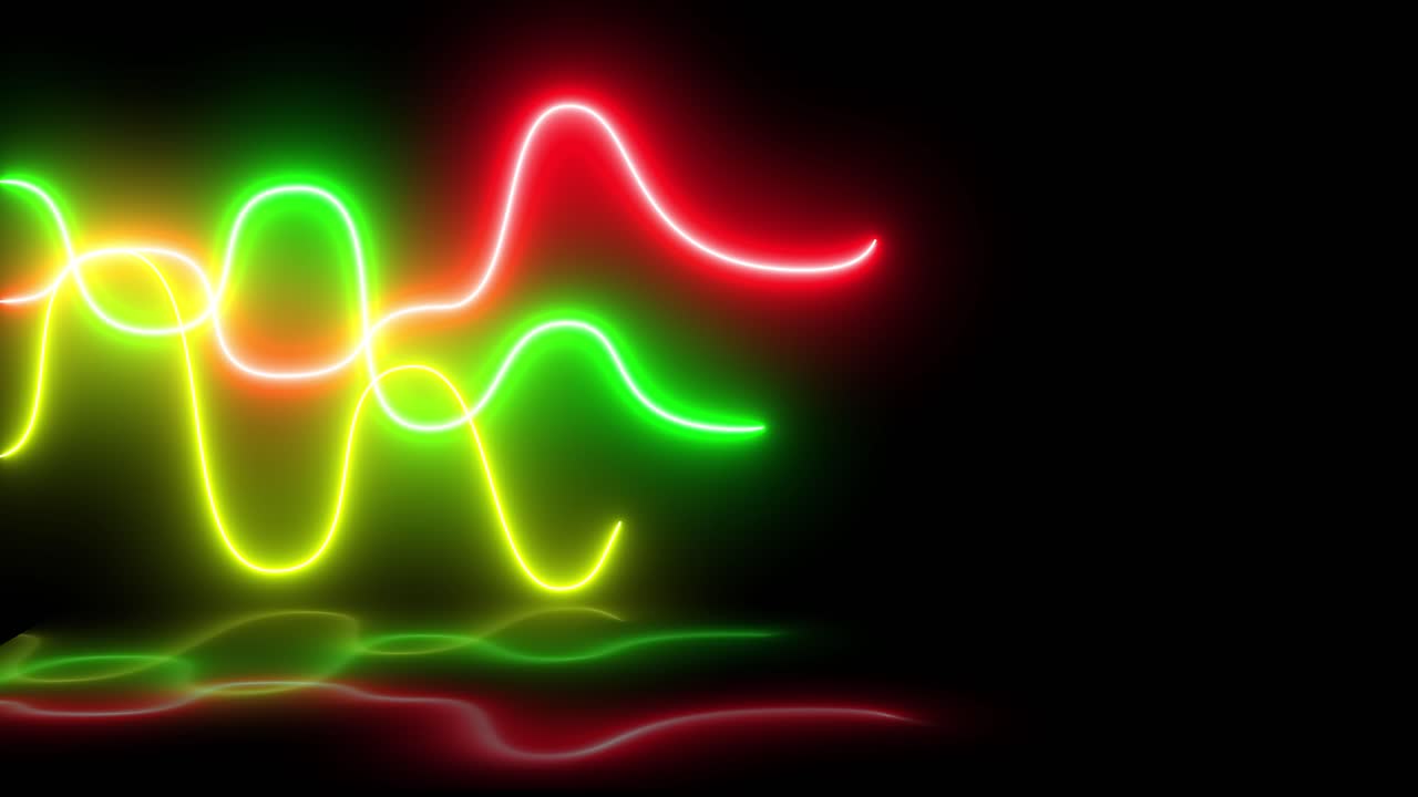 Dynamic RGB Neon Wavy Lines on Dark Surface