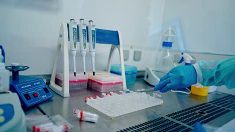 medical blood test tubes. empty glass test tubes in the stand
