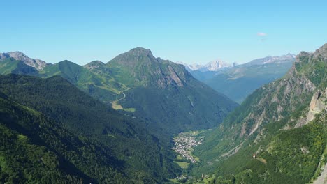 valbondione is a mountain village at the end of the seriana valley in the area of bergamo, italy. landscape from the top of the mountain