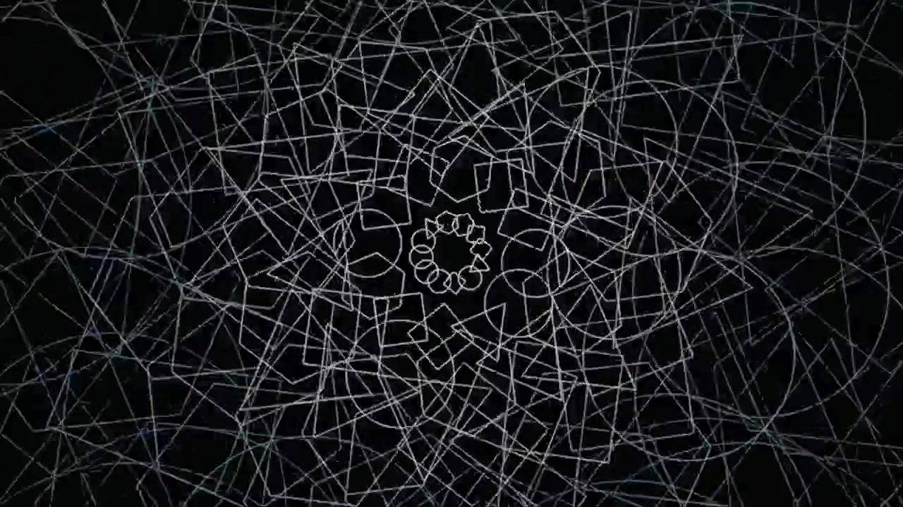 Abstract Geometric Mandala Animation with Rotating White Lines