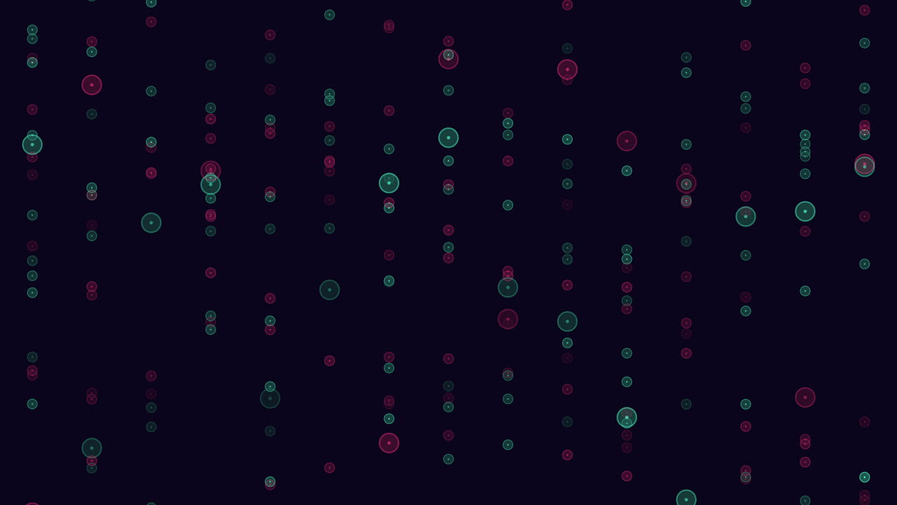 Geometric neon dots in rows on black gradient