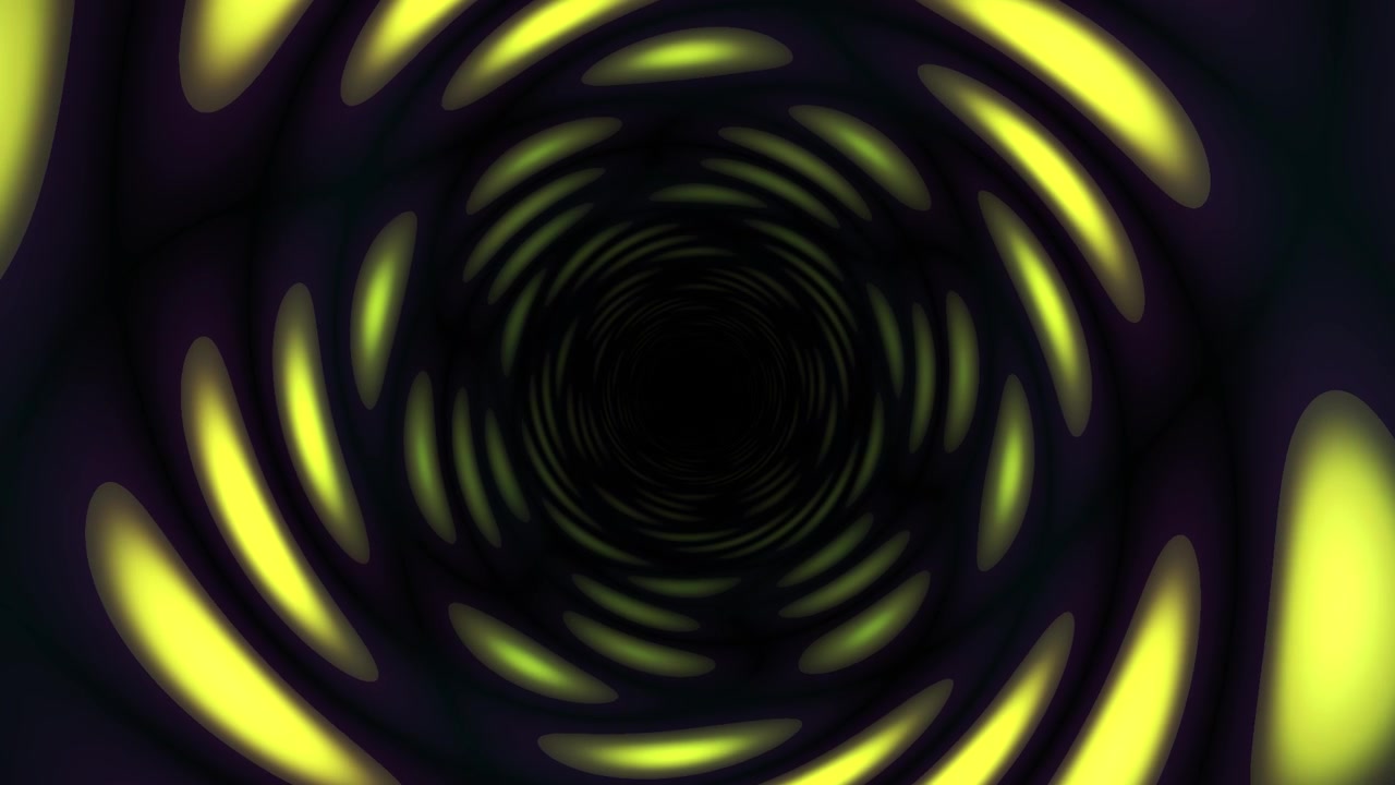 Túnel Abstrato com Luzes Pulsantes Amarelas e Verdes Luminosas