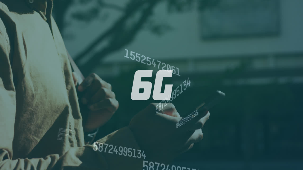 6g 텍스트의 애니메이션, 스마트폰을 사용하는 사람에 따라 변하는 숫자