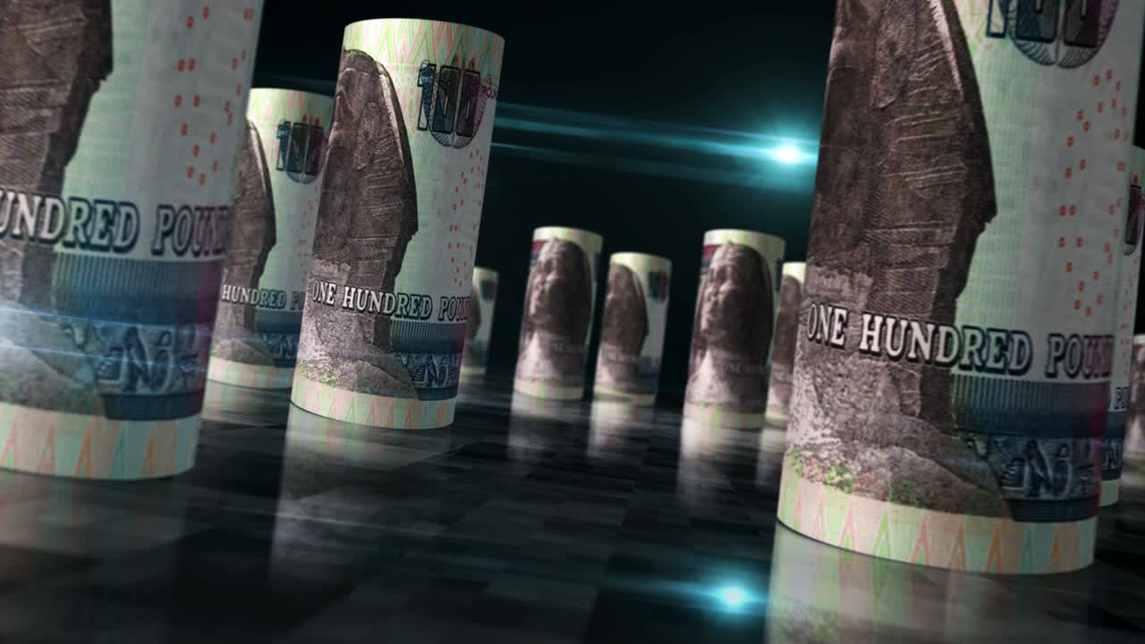 이집트 파운드 (egyptian pound) 의 지폐는 원활한 루프로 굴러갑니다.