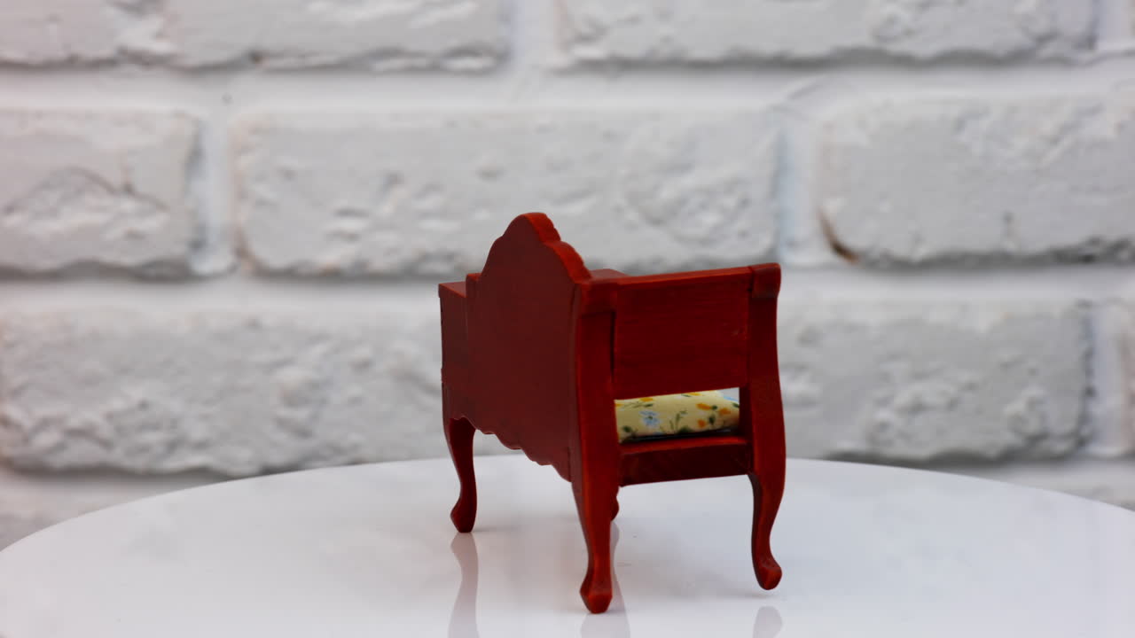 Toy wooden furniture in studio