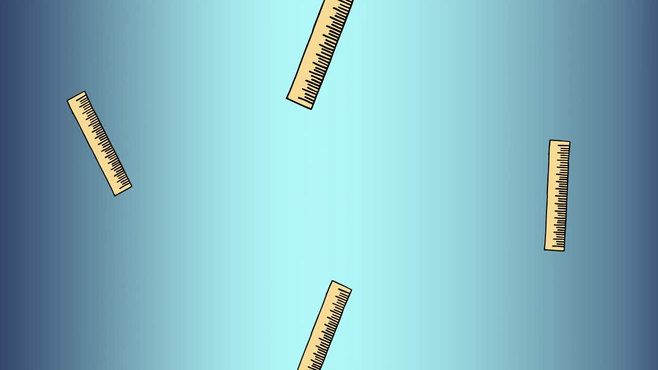 파란색 그라디엔트 배경에 떨어지는 여러 라인러 아이콘의 디지털 애니메이션