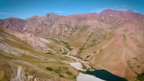 blue lakes surrounded by hills and mountains in arashan lakes, uzbekistan, central asia