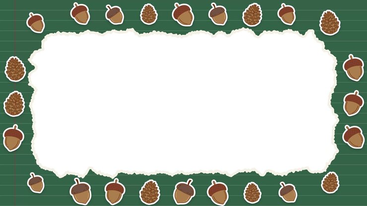 Animated autumn loop featuring torn notebook paper copy space framed by chalk green acorns.