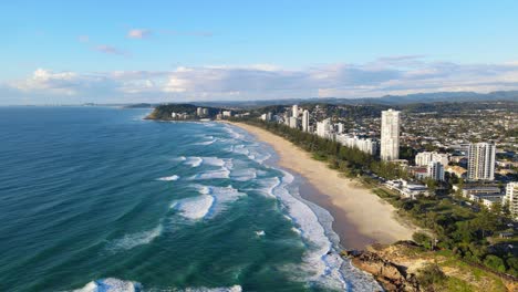 lookout park at the rocky cliff along with the headland and beach of burleigh in queensland, australia