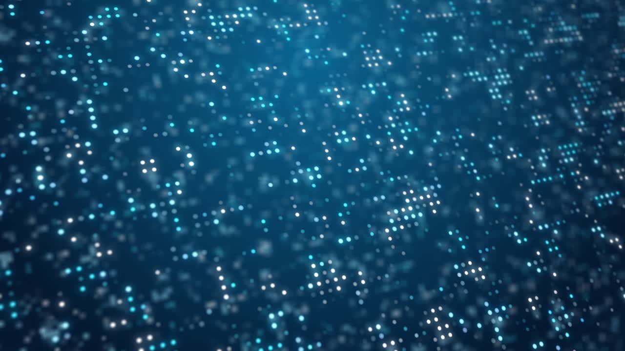 Abstract blue digital background with twinkling dots. Looped motion graphics on network style.