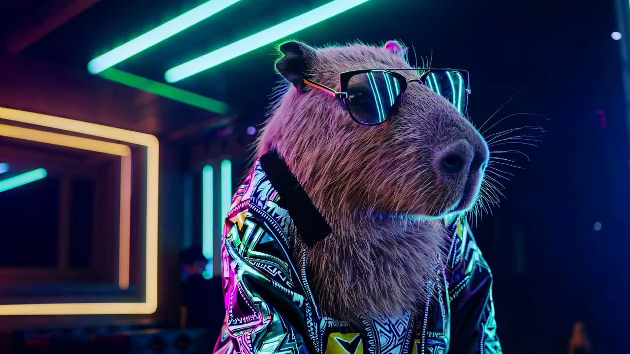 Capybara in Cyberpunk Style