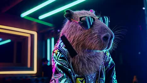 capybara in cyberpunk style