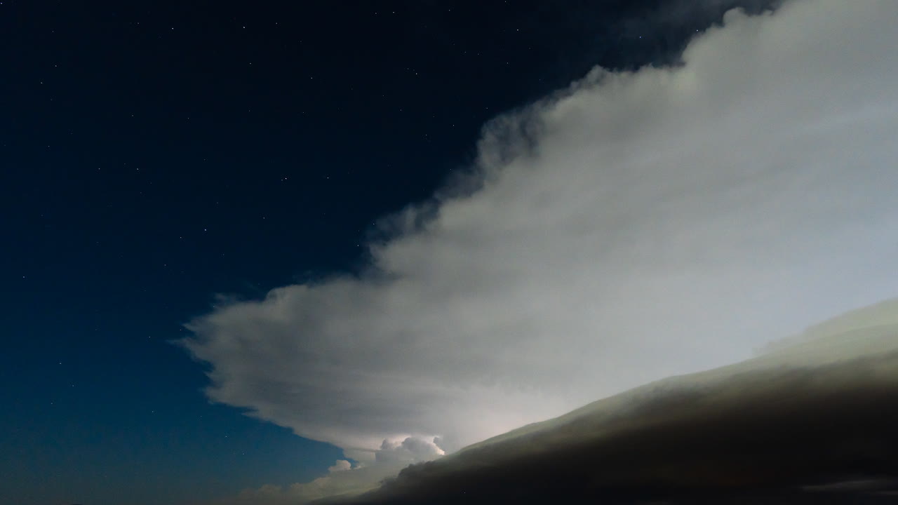 Nature in Motion Storm Clouds And Lightning Across Starry night Sky