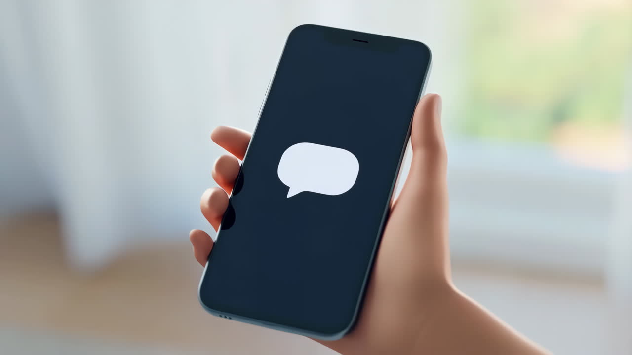 Mobile phone with message icon in hand