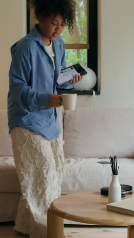 mujer usando tableta en el sofá
