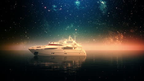 luxury yacht under a starry sky