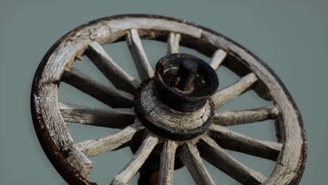 handmade rustic vintage wooden wheel used in medieval wagons