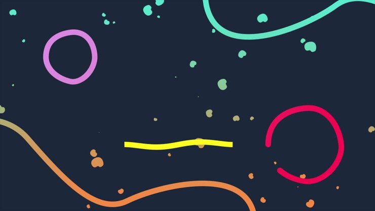 gerakan bentuk geometris kecil dan latar belakang abstrak berwarna-warni 1