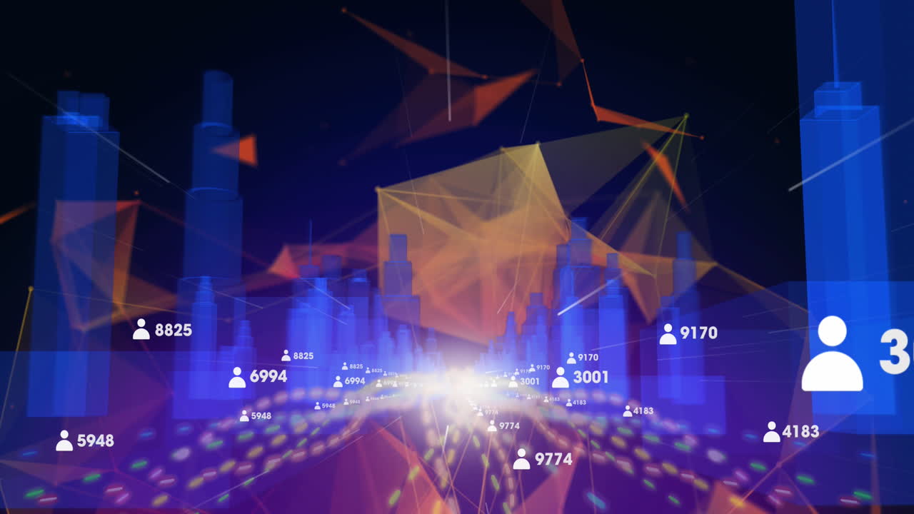 플렉서스 네트워크에 대한 3d 도시 모델에 대한 여러 프로필 아이콘