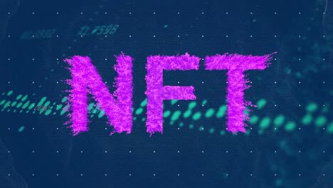 animation of nft and data processing on dark background