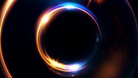abstracto multicolor bucle sin costuras de neón fondo luminoso girando círculos brillantes. negro elegante. halo alrededor. energía aislada. chispas partícula. túnel espacial. led color elipse. brillo brillante.