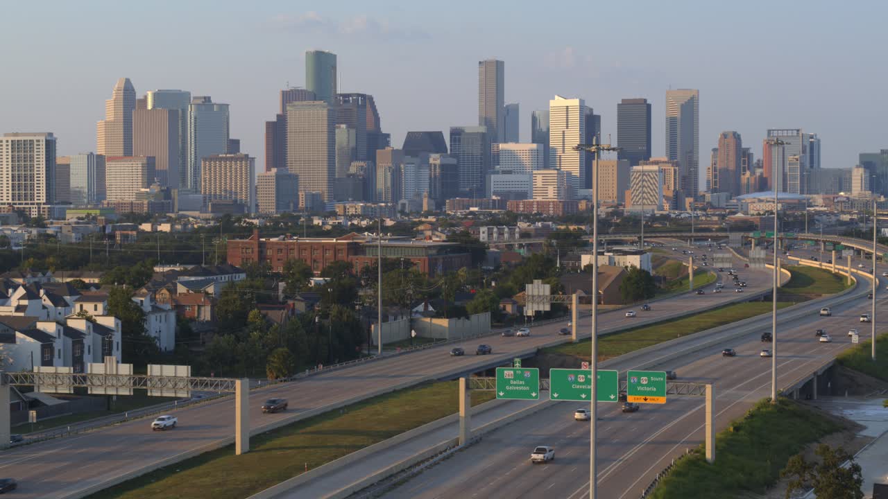 Aerial Perspective: 288 Freeway Leading to Downtown Houston