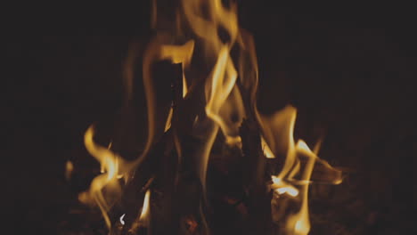 tiro de movimiento panorámico de palos ardiendo en un pozo de fuego