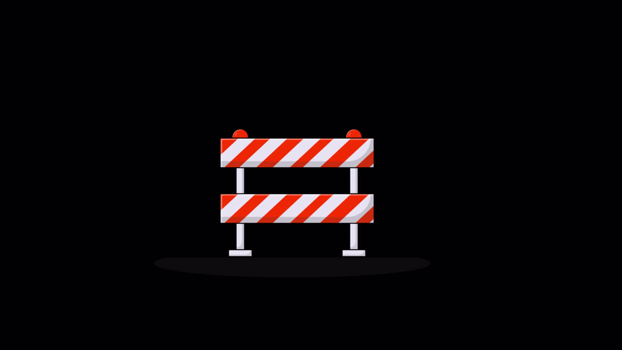 Animated Construction Barrier with Warning Sign and Traffic Cones