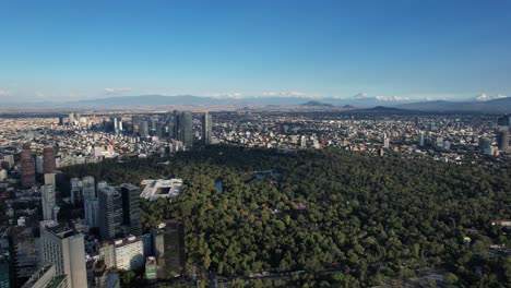 shot of chapultepec bosque and lakes in mexico city at sunset