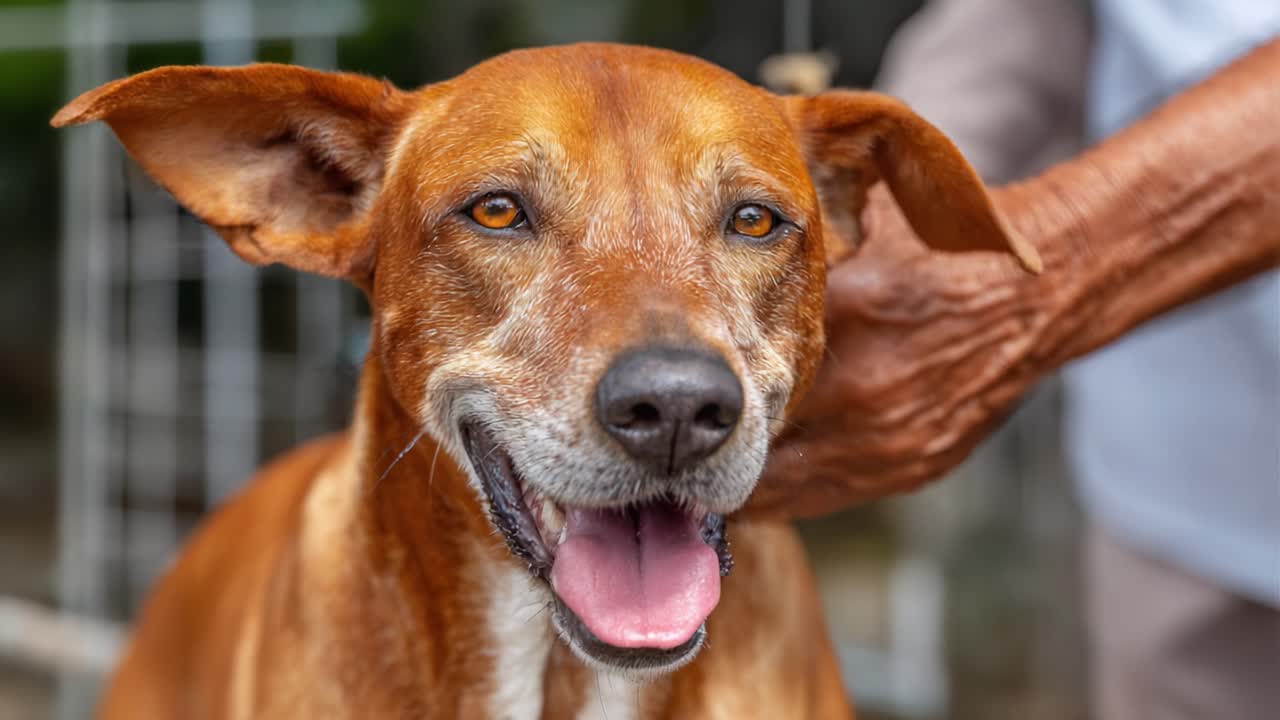 A Joyful Dog Receives Affectionate Attention, Showcasing a Bond of Trust and Happiness in These Heartwarming Frames