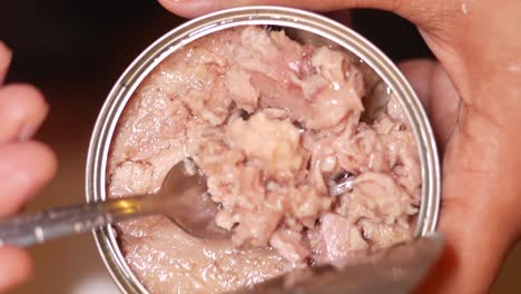 canned tuna with fork