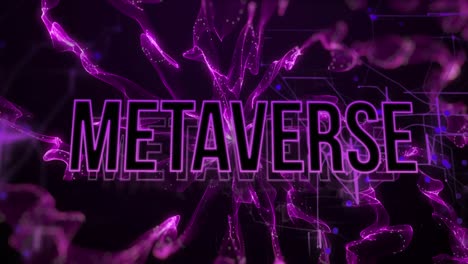 animación del texto del metaverso sobre puntos en fondo negro