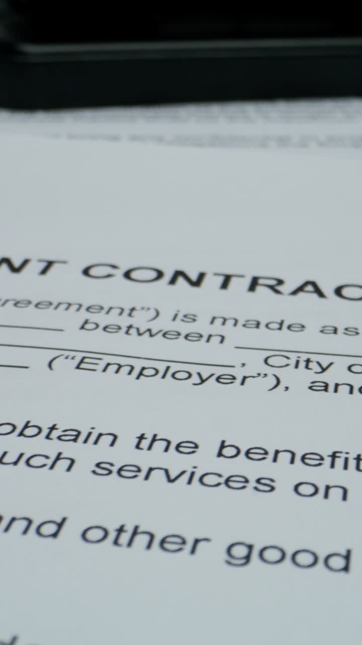 Close-up view of a contract
