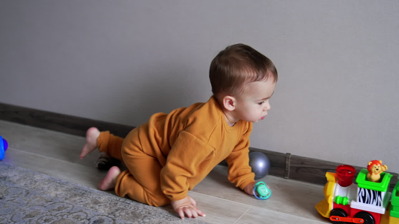 Baby Crawling and Playing with Toys