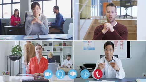 multiple people having video conference meeting