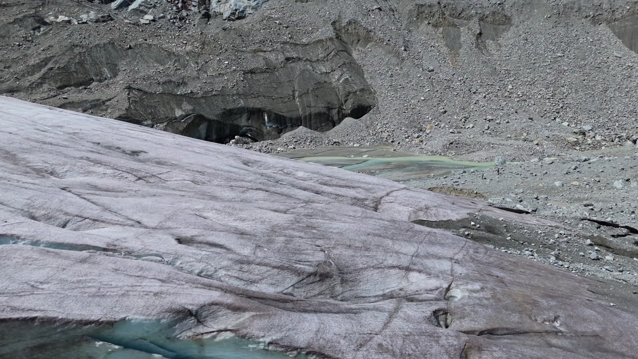 Stunning view of Morteratsch Glacier's rugged icy expanse on a sunny day
