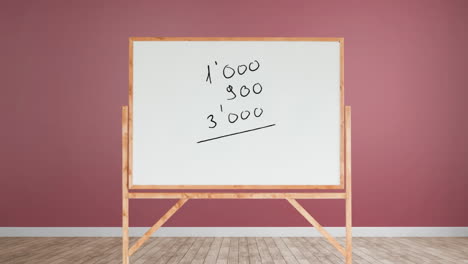 adding numbers on a white board