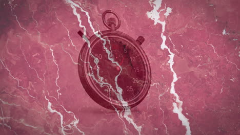 stopwatch with animation of lightning effects on textured red background