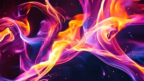 a colorful fire on a black background