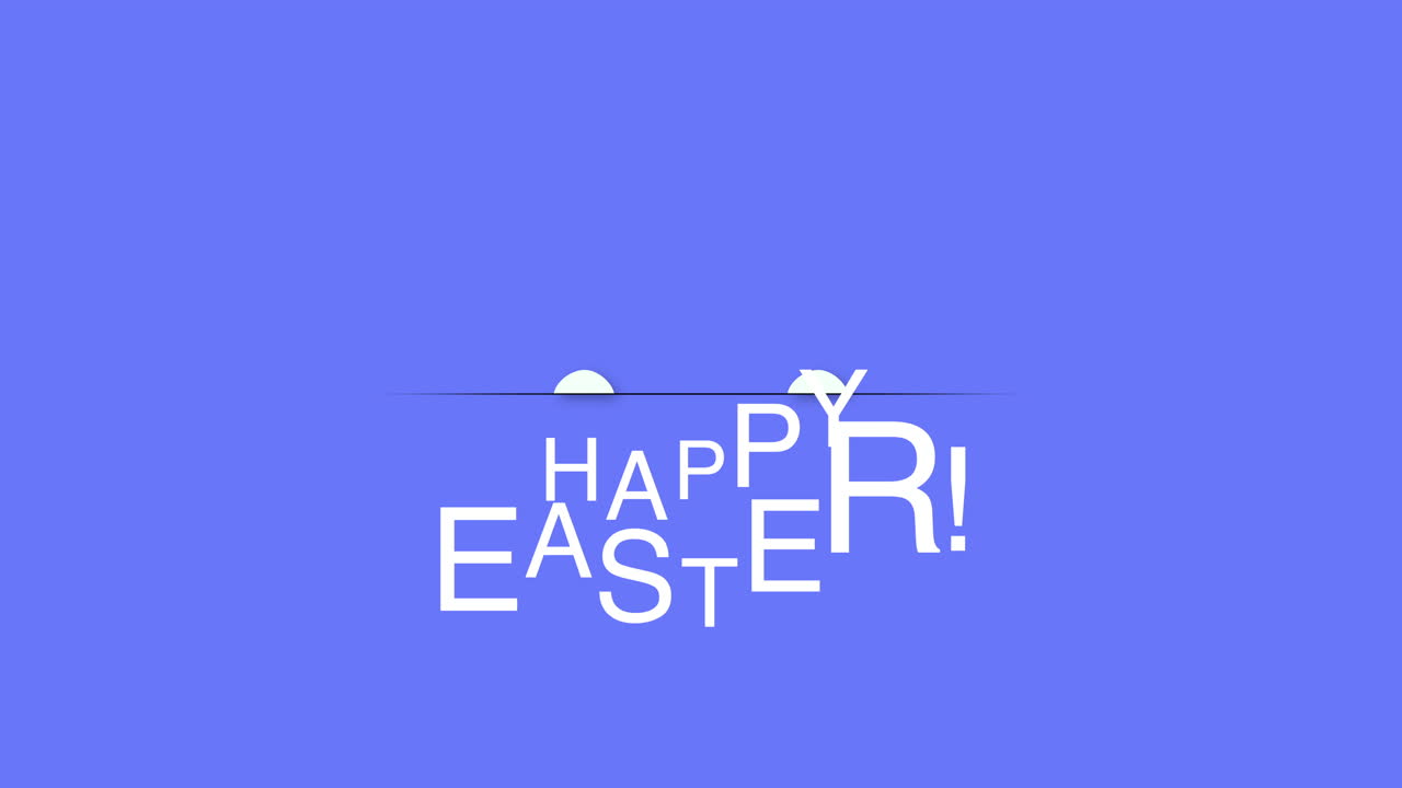 Happy Easter text and rabbit on blue background 1