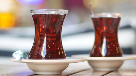 turkish tea in glasses on a table