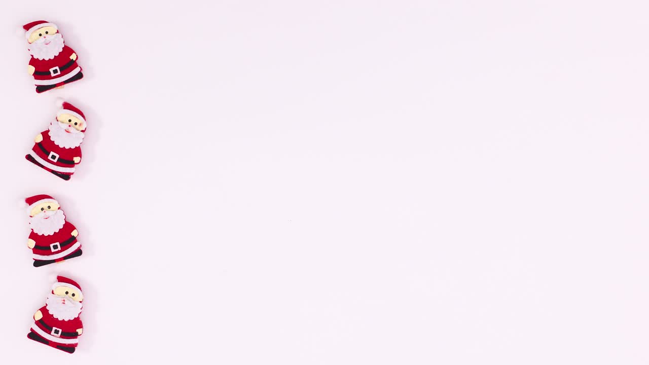 santa claus de navidad moviéndose en el lado izquierdo del tema blanco.