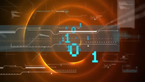 Animación-De-Codificación-Binaria-Y-Procesamiento-De-Datos-Sobre-Círculos-Naranjas