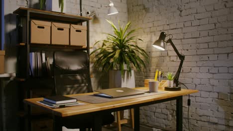 modern home office at night