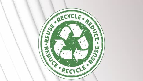 Animation-Von-Recyclingtext-über-Grünem-Und-Weißem-Kreis-Und-Weißen-Streifen
