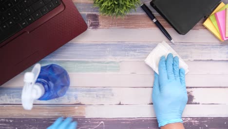 cleaning a home office desk