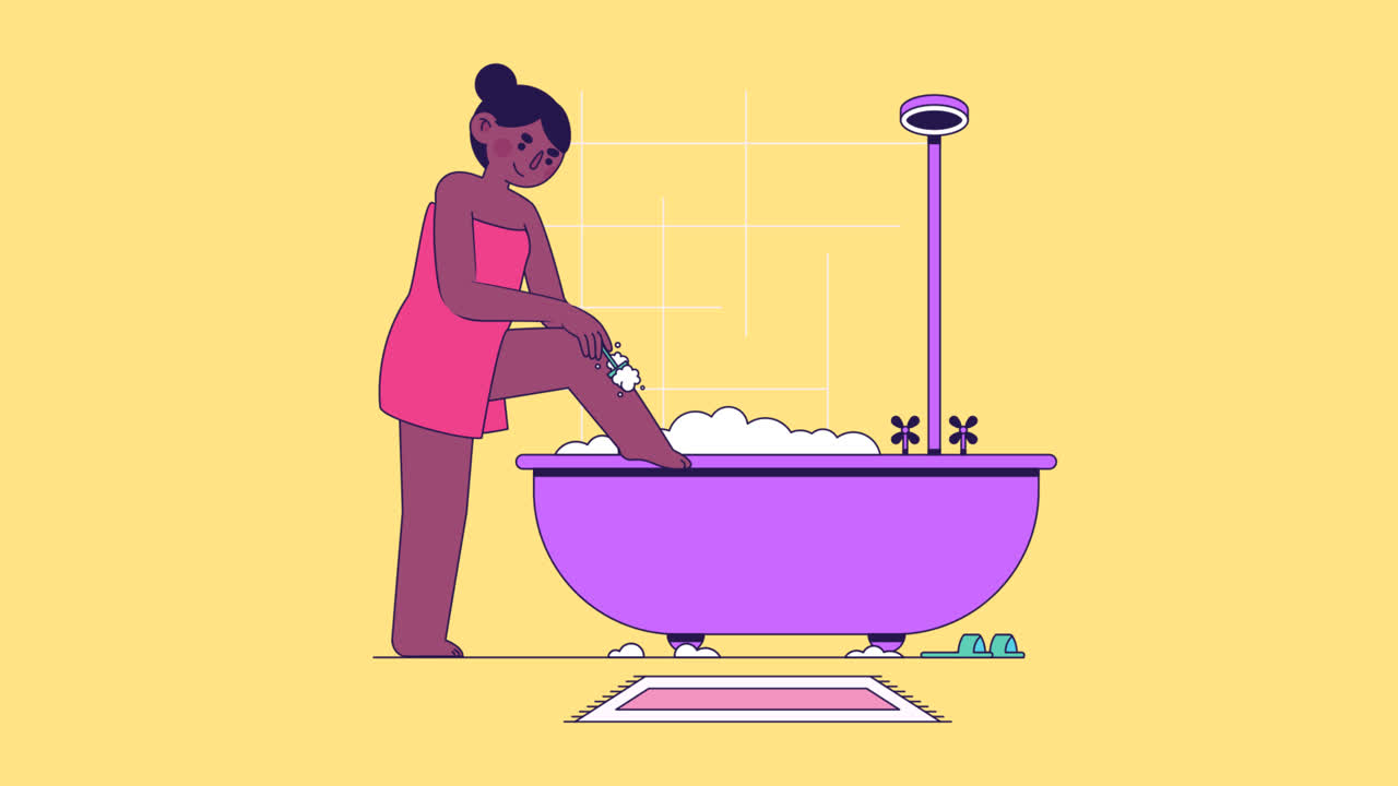An animation of Hand drawn woman shaving illustration